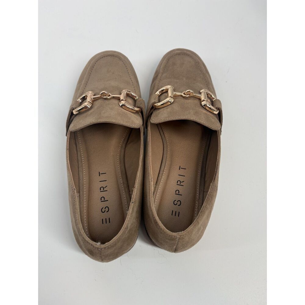 Esprit Suede Loafers | Taupe Horsebit Slip-On Flats | Classic Chic Comfort Shoes